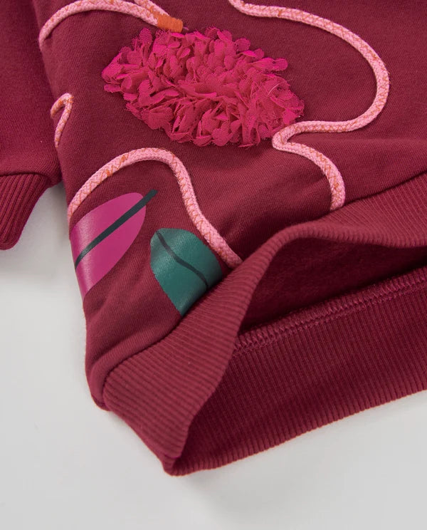 Vestito da bambina in felpa con cappuccio e stampa floreale tuc tuc