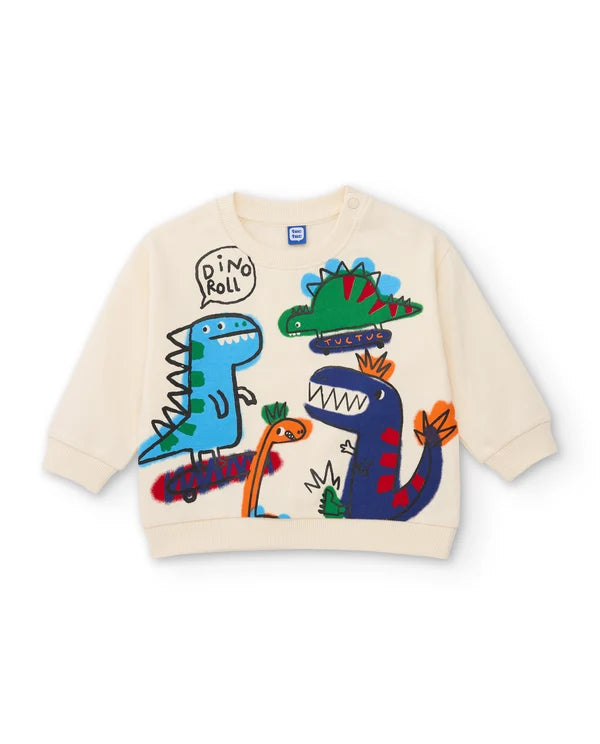 Felpa da bambino con grafiche di dinosauri e tessuto caldo tuc tuc
