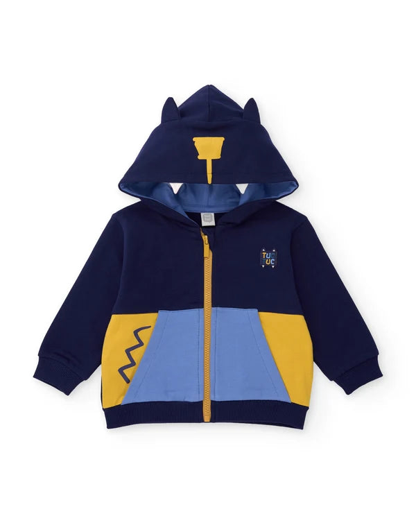 Completo da bambino in felpa con felpa con cappuccio e orecchie e pantaloni tuc tuc