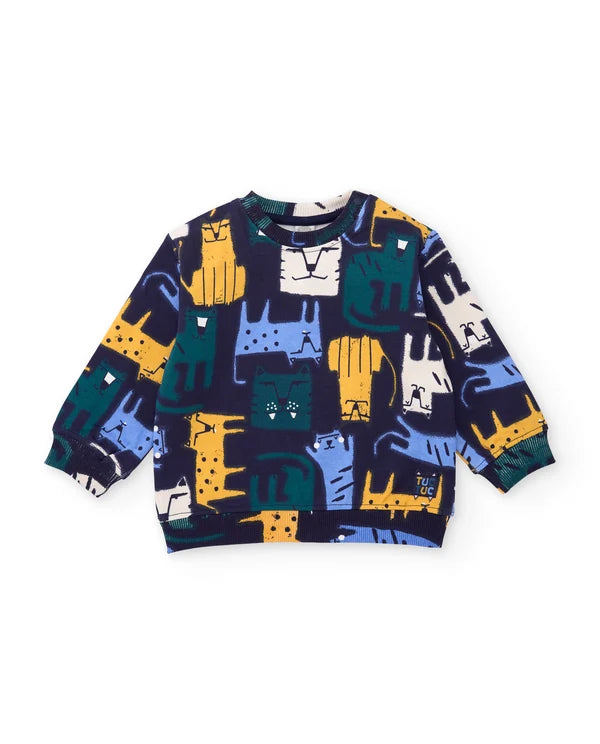 Completo da bambino in felpa con felpa con design di tigri e pantaloni abbinati tuc tuc