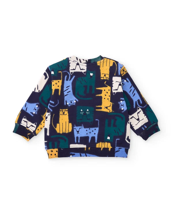 Completo da bambino in felpa con felpa con design di tigri e pantaloni abbinati tuc tuc