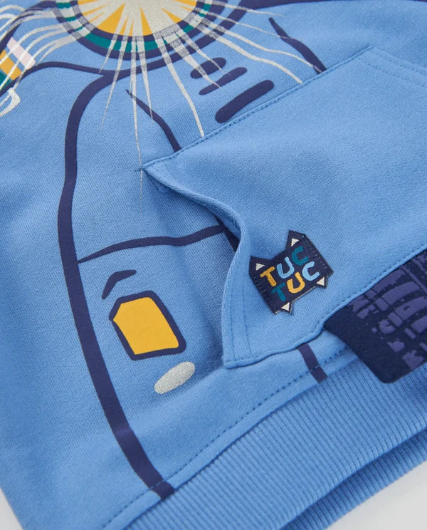 Felpa da bambino in felpa con design di Vespa e tessuto caldo tuc tuc