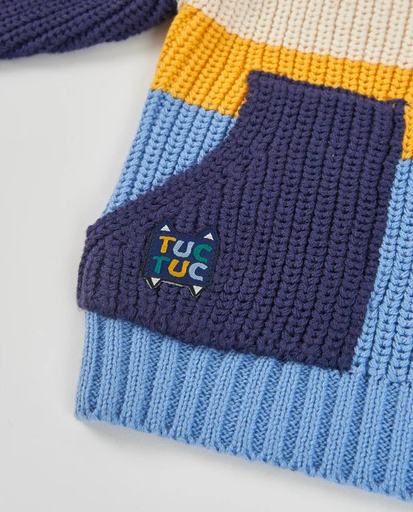 Maglione da bambino in tricot con blocchi di colore e tessuto caldo tuc tuc