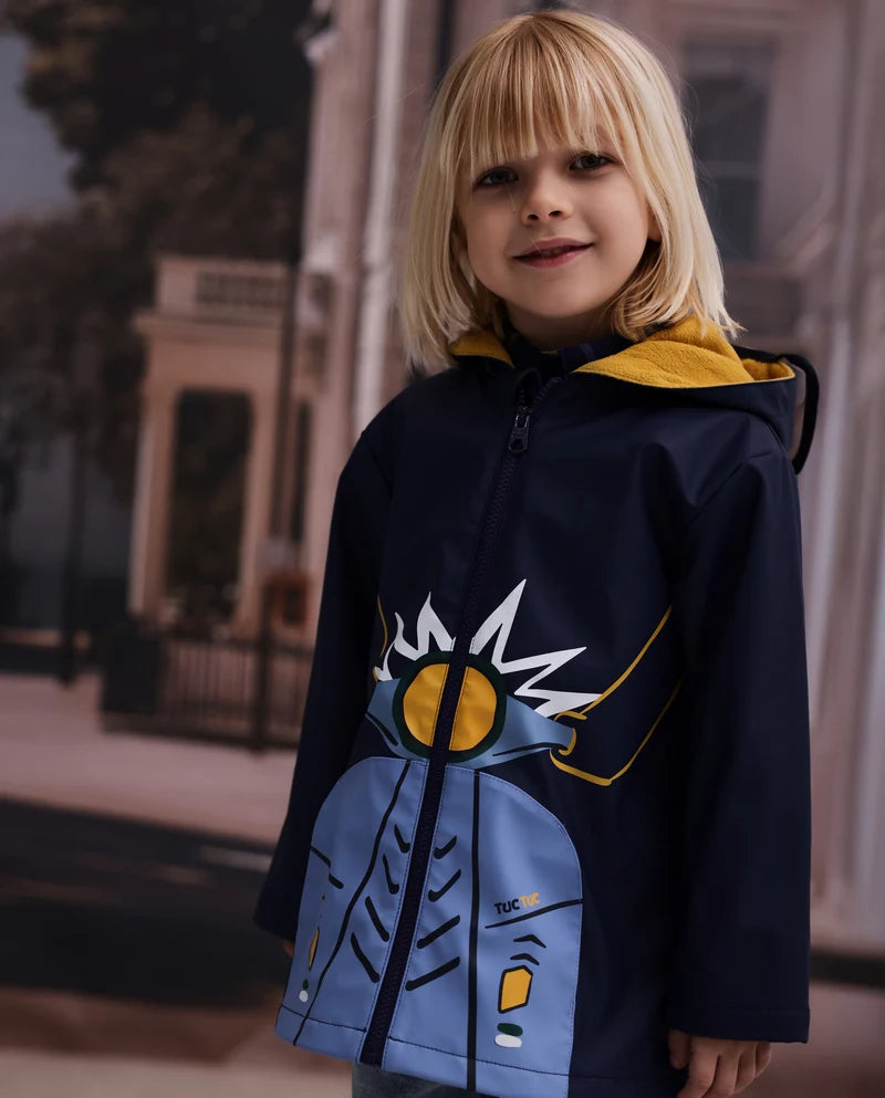 Impermeabile da bambino con cappuccio e design da motociclista TUC TUC
