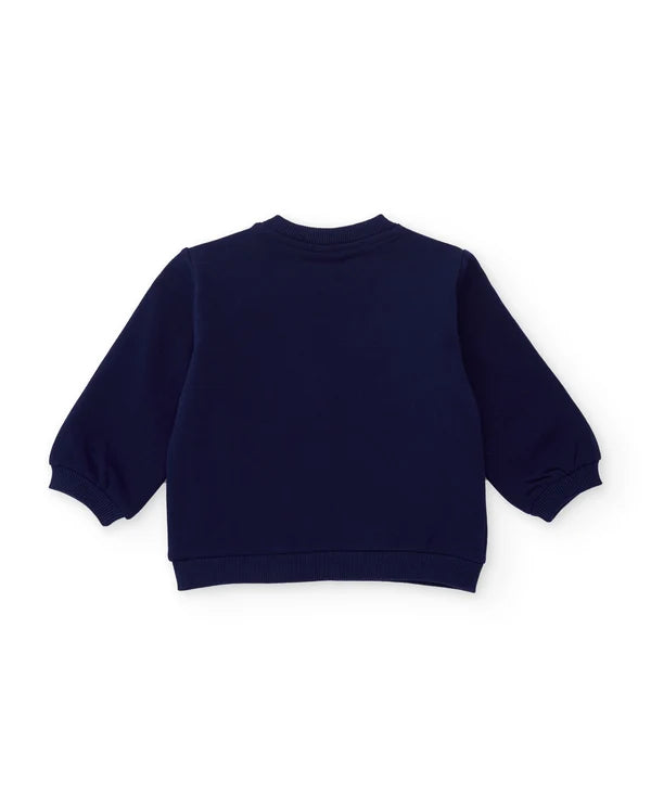Completo da bambina in felpa con felpa con fiocco e leggings stampati tuc tuc