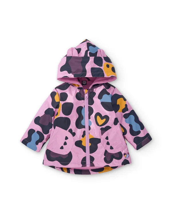 Impermeabile da bambina con stampa animalier e cappuccio tuc tuc