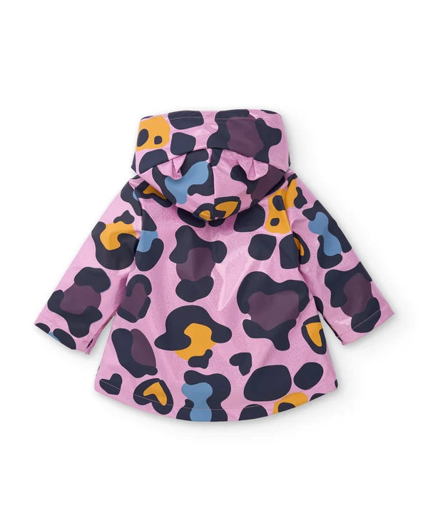 Impermeabile da bambina con stampa animalier e cappuccio tuc tuc
