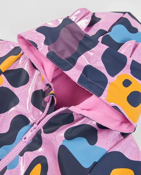 Impermeabile da bambina con stampa animalier e cappuccio tuc tuc