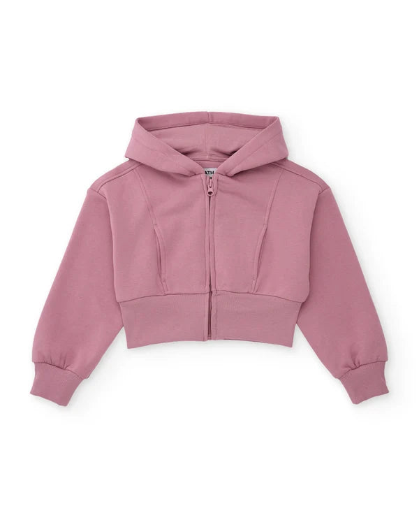 Completo per bambina in maglia con felpa cropped e pantaloni a gamba larga nath kids