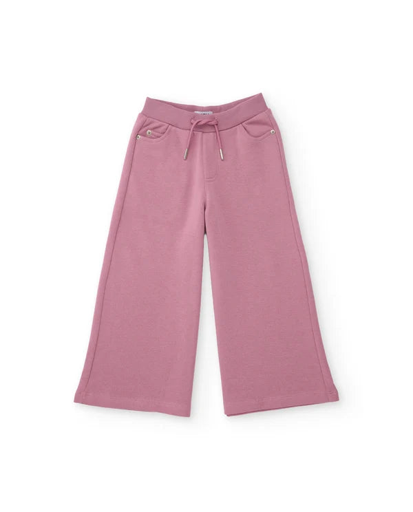 Completo per bambina in maglia con felpa cropped e pantaloni a gamba larga nath kids