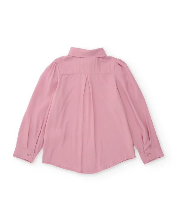 Camicia per bambina in tessuto a tela con decorazioni di gemme e maniche lunghe nath kids
