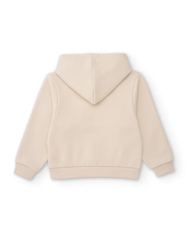 Completo da bambina in maglia con felpa con cappuccio e ricamo floreale nath kids