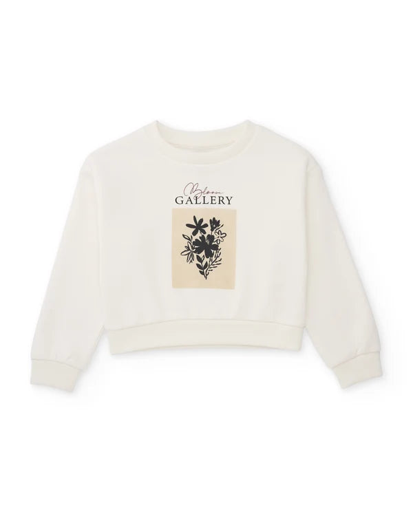 Felpa da bambina in felpa con stampa floreale e vestibilità rilassata nath kids