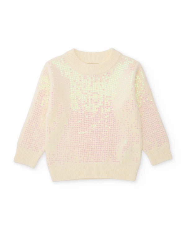 Maglione da bambina in tricot con paillettes e girocollo nath kids