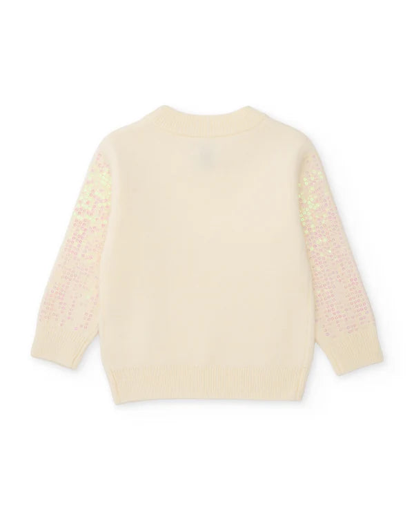 Maglione da bambina in tricot con paillettes e girocollo nath kids