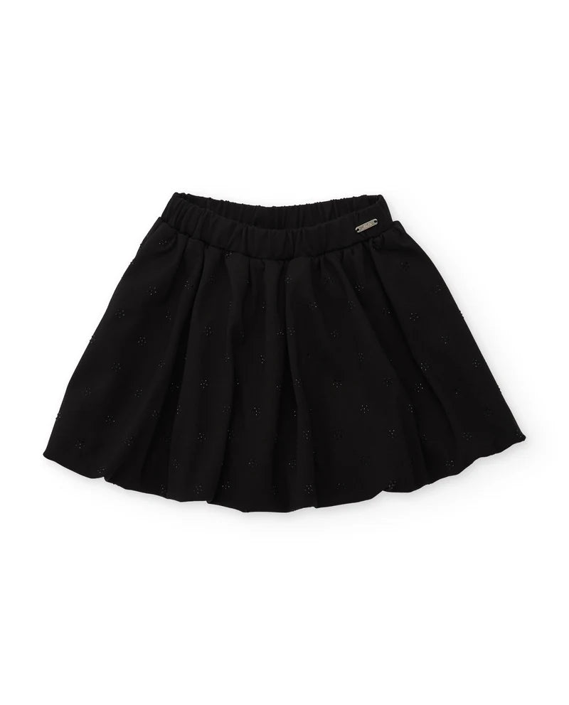 Gonna da bambina in maglia elasticizzata con dettaglio floreale e vita elasticizzata nath kids