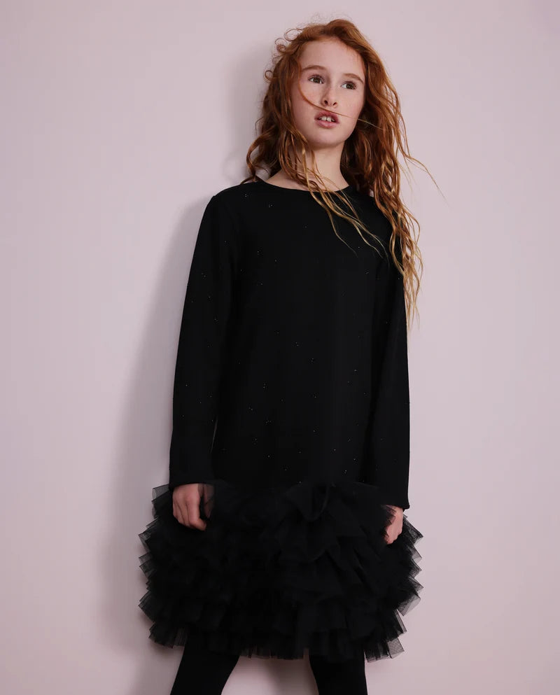 Vestito da bambina in maglia con volant sul fondo e maniche lunghe nath kids