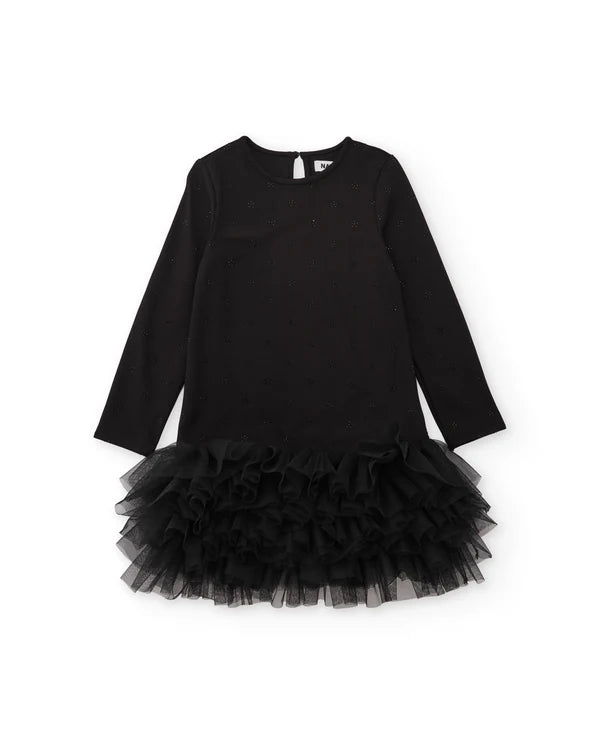 Vestito da bambina in maglia con volant sul fondo e maniche lunghe nath kids