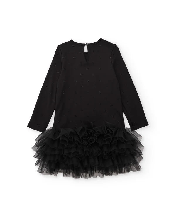 Vestito da bambina in maglia con volant sul fondo e maniche lunghe nath kids