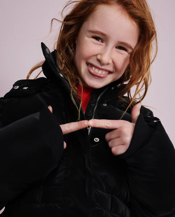 Cappotto imbottito da bambina con cappuccio regolabile e tasche con chiusura nath kids