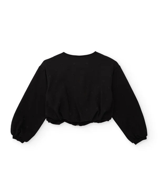 Giubbotto bomber da bambina in maglia con dettaglio floreale nath kids