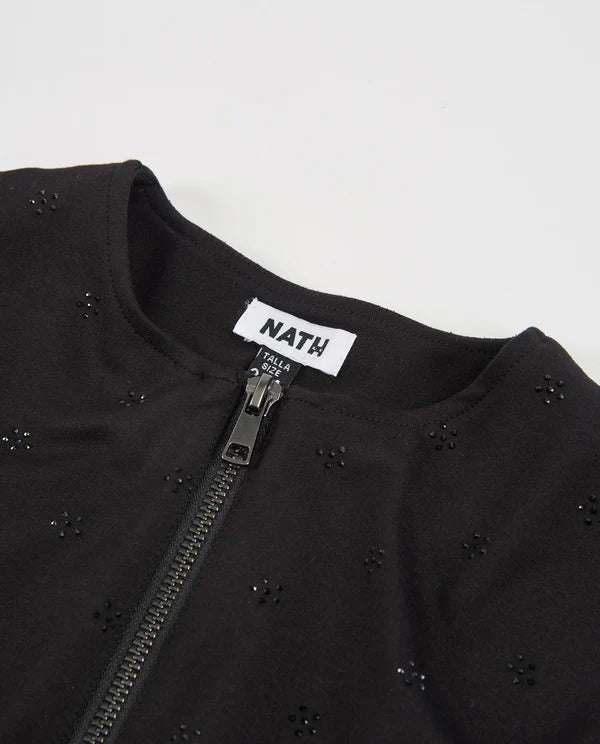 Giubbotto bomber da bambina in maglia con dettaglio floreale nath kids