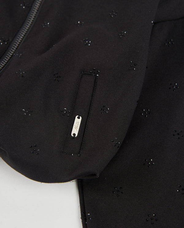 Giubbotto bomber da bambina in maglia con dettaglio floreale nath kids