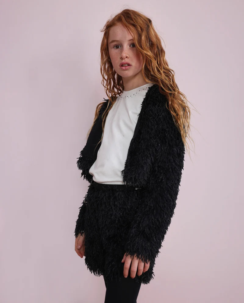 Maglietta da bambina in maglia con dettagli brillanti sullo scollo nath kids
