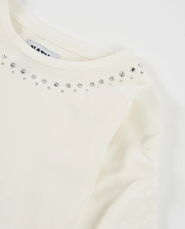 Maglietta da bambina in maglia con dettagli brillanti sullo scollo nath kids