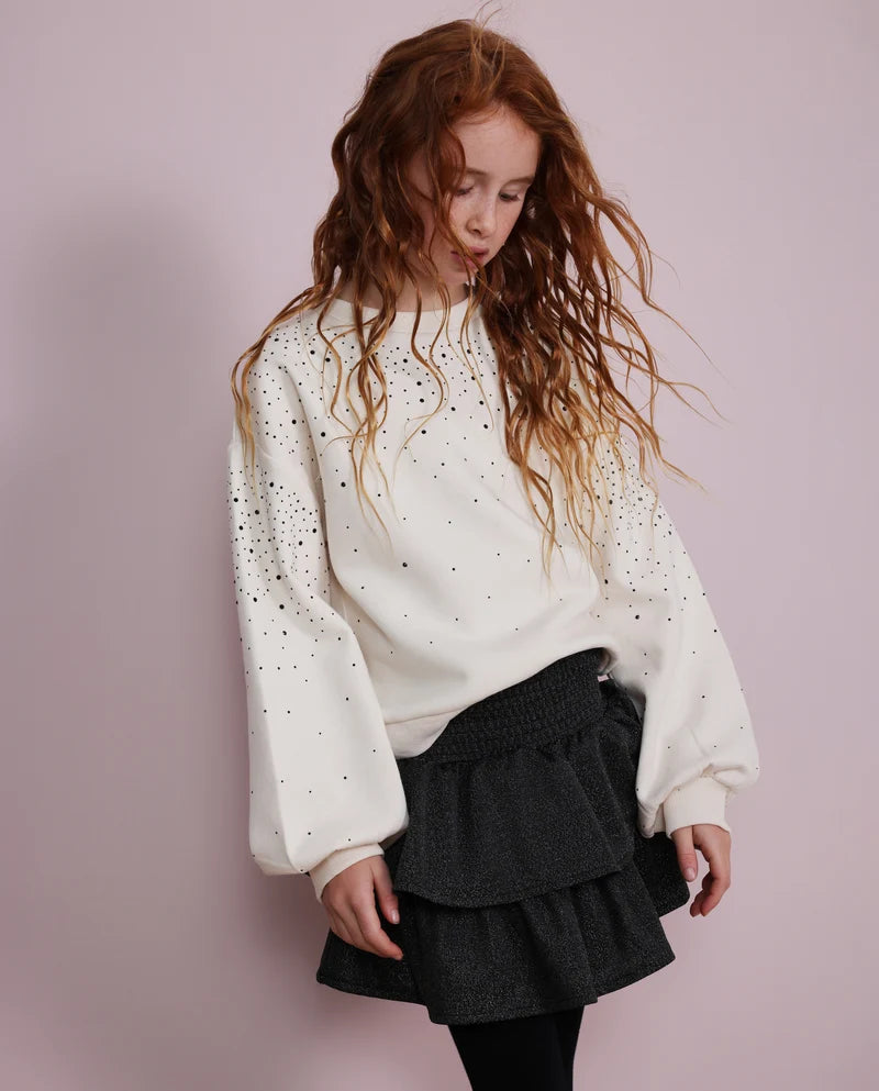 Felpa da bambina in felpa con strass e polsini elasticizzati nath kids