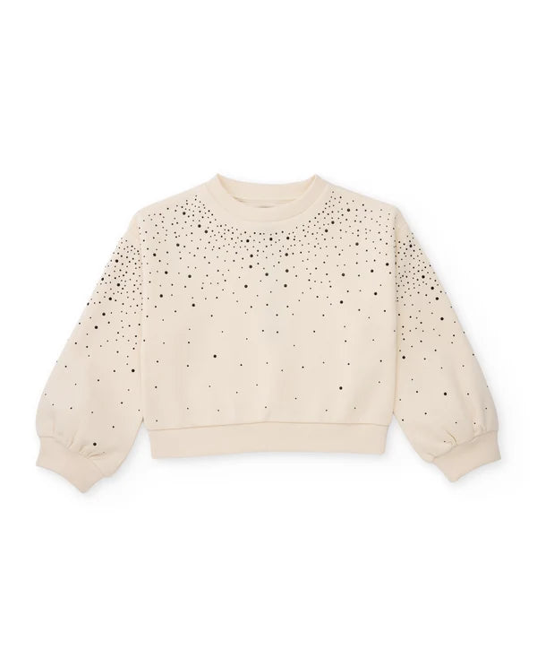 Felpa da bambina in felpa con strass e polsini elasticizzati nath kids