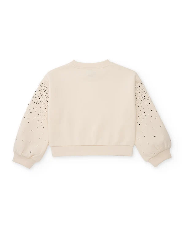 Felpa da bambina in felpa con strass e polsini elasticizzati nath kids