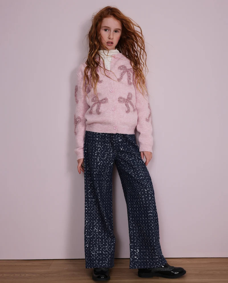 Jeans da bambina a gamba larga con paillettes nath kids