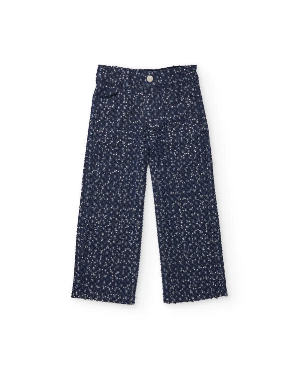 Jeans da bambina a gamba larga con paillettes nath kids