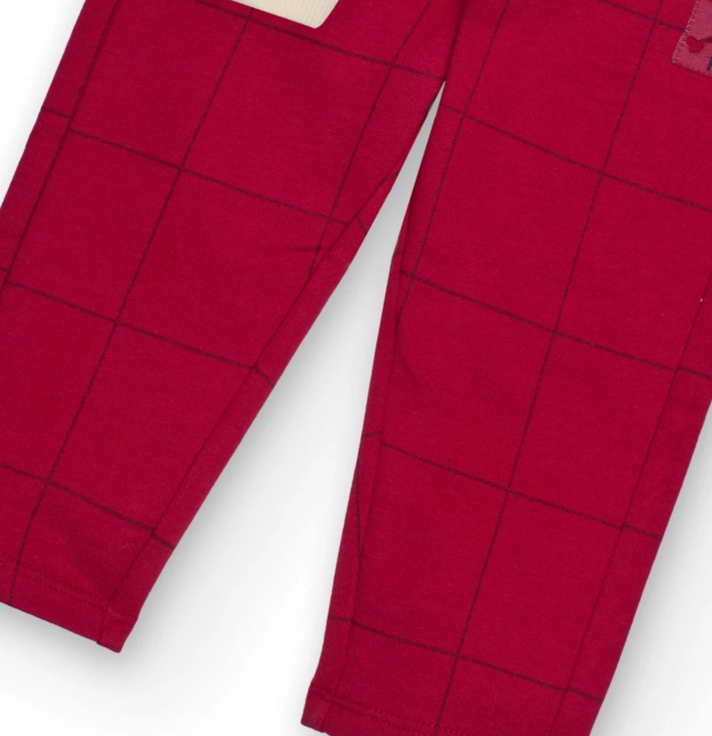 Completo per bambino in panna e bordeaux con stampa cagnolino