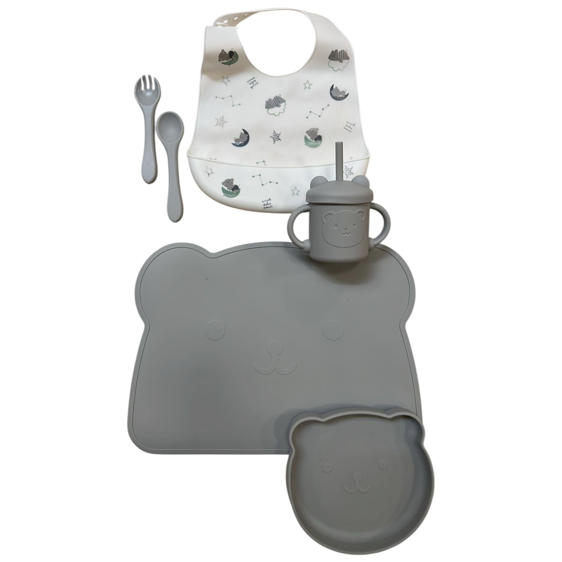 Set pappa in silicone grigio