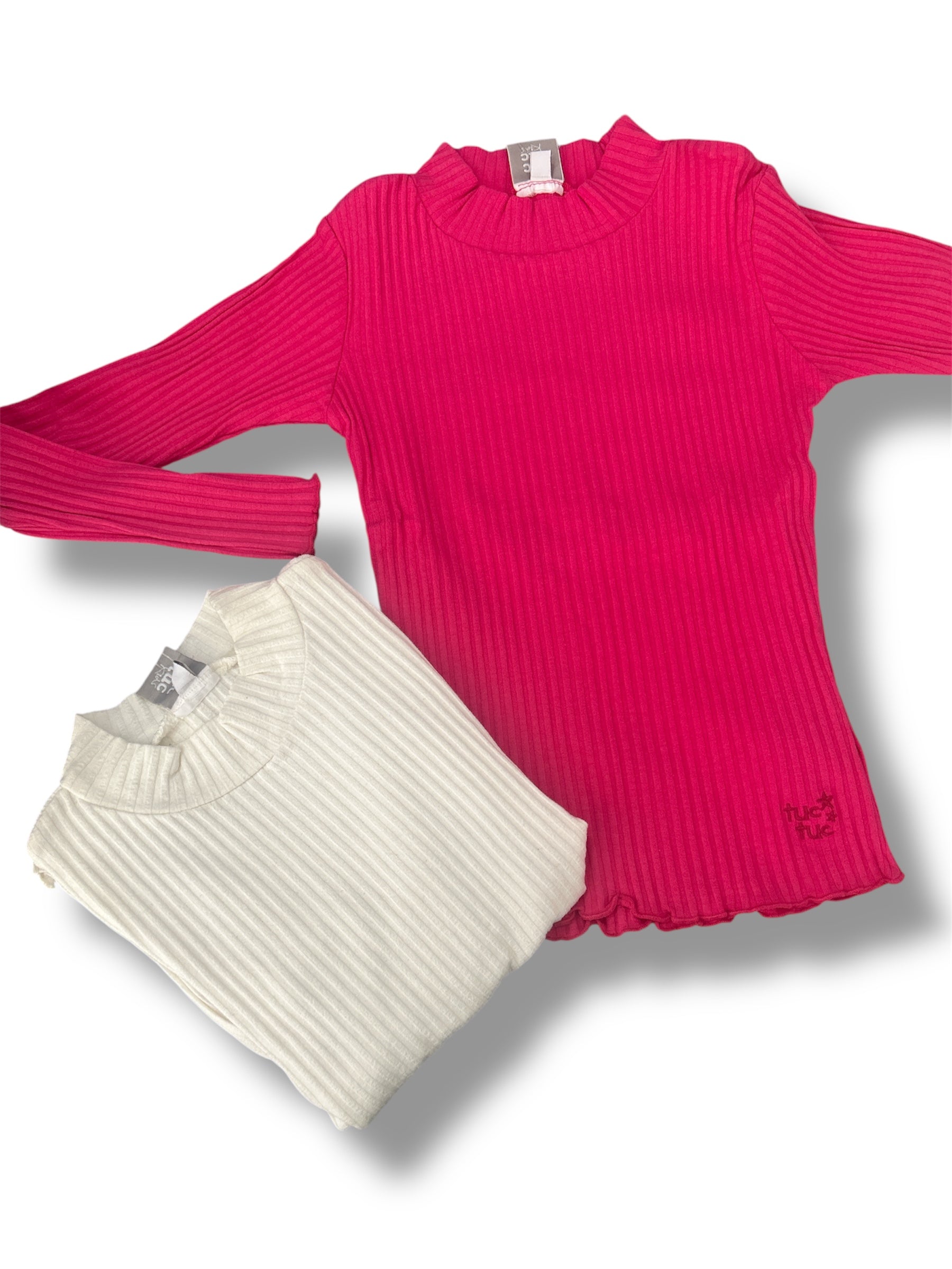 Set 2 maglie a costine con collo