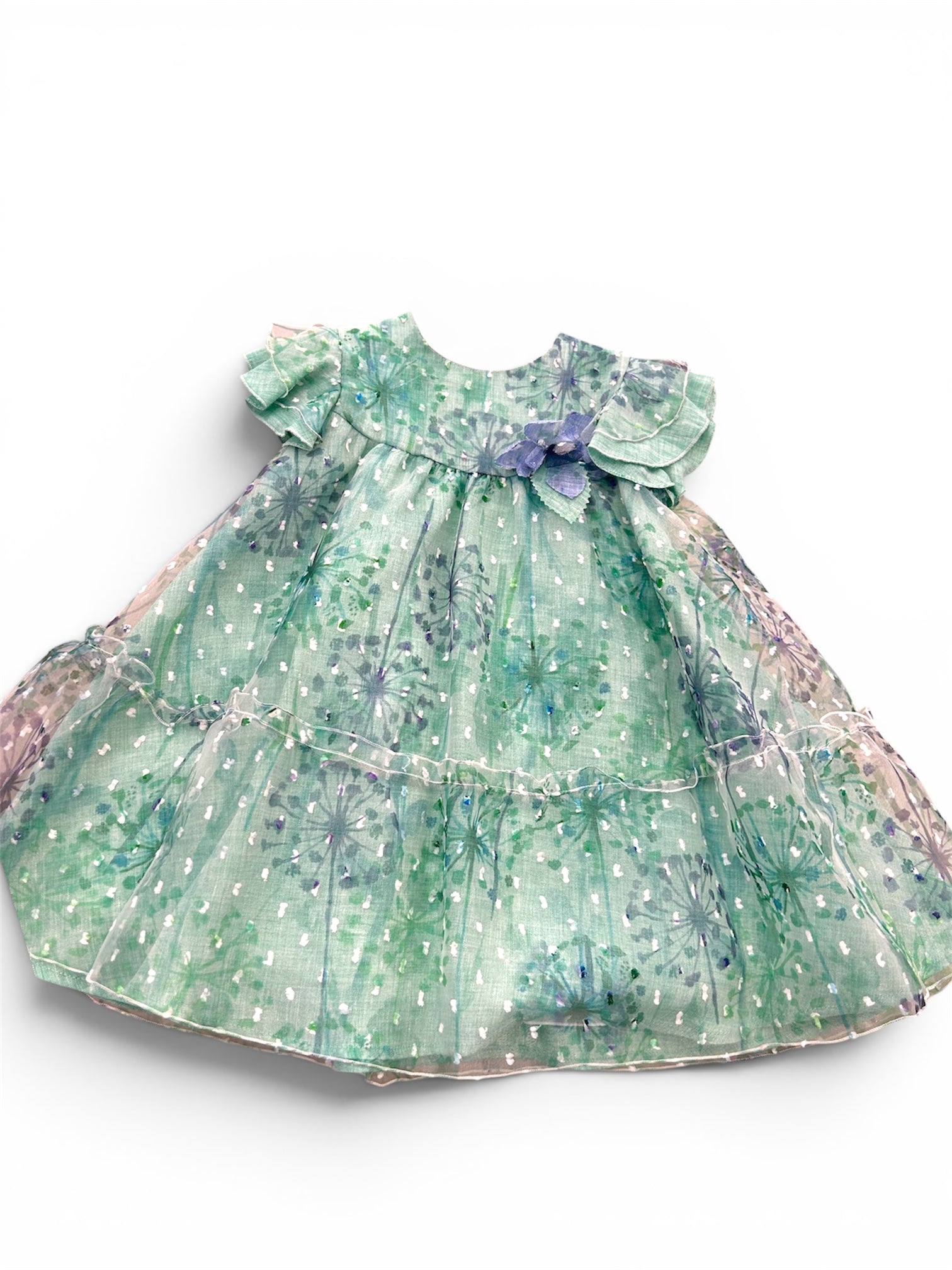 Abito elegante verde in organza Barcellino
