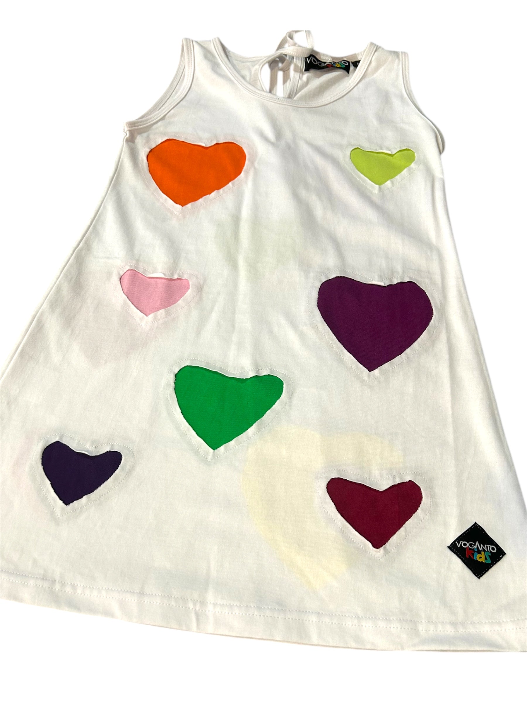 Vestito bianco con cuori multicolor