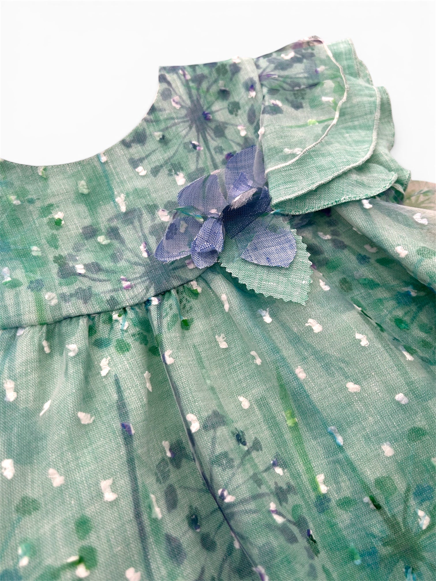Abito elegante verde in organza Barcellino