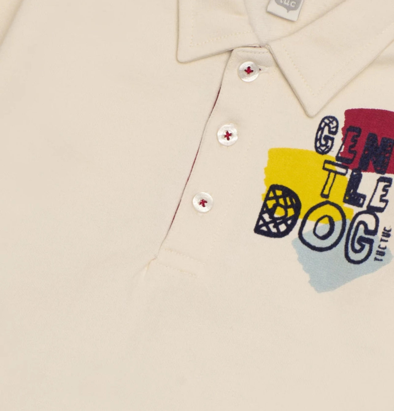 Completo per bambino in panna e bordeaux con stampa cagnolino