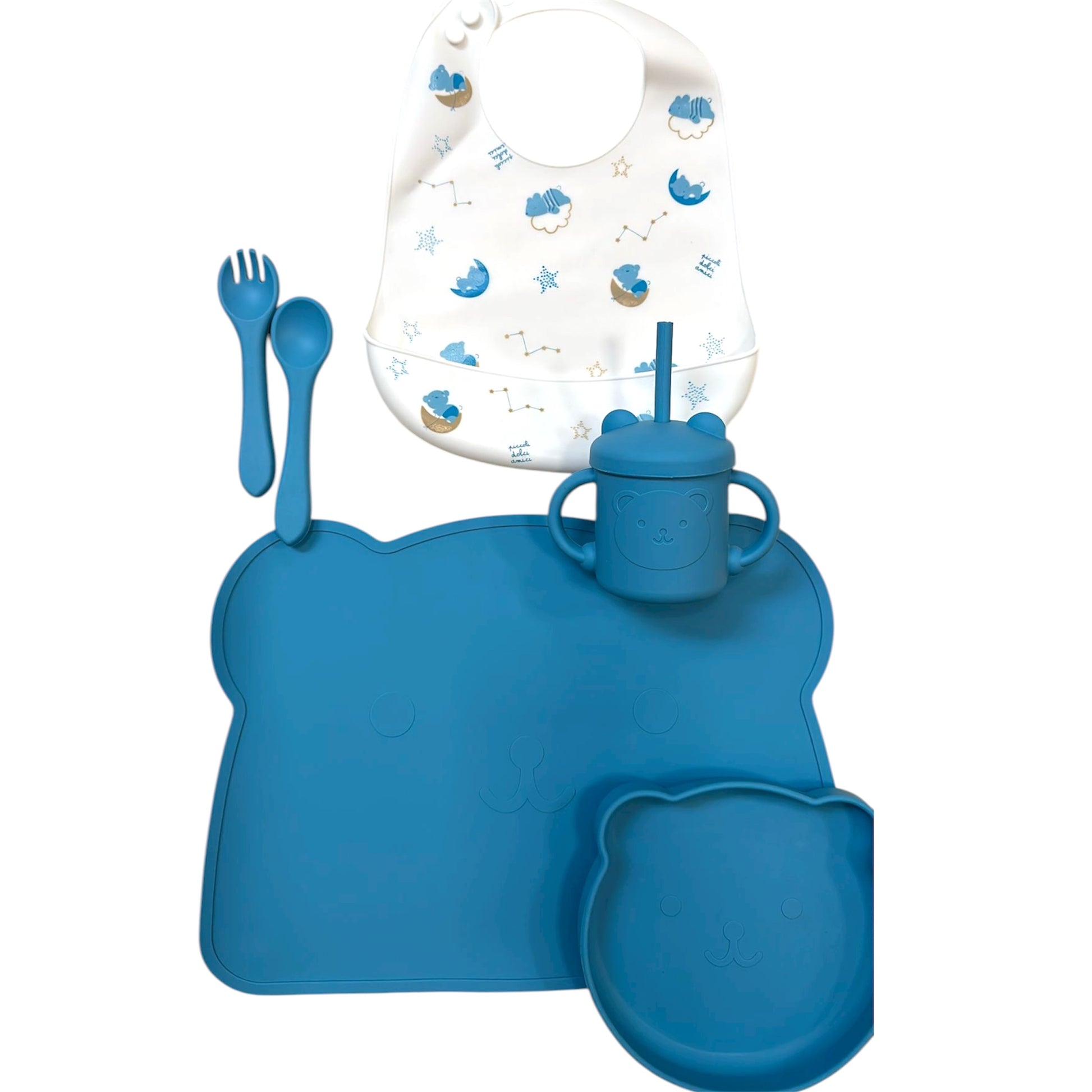 Set pappa silicone azzurro