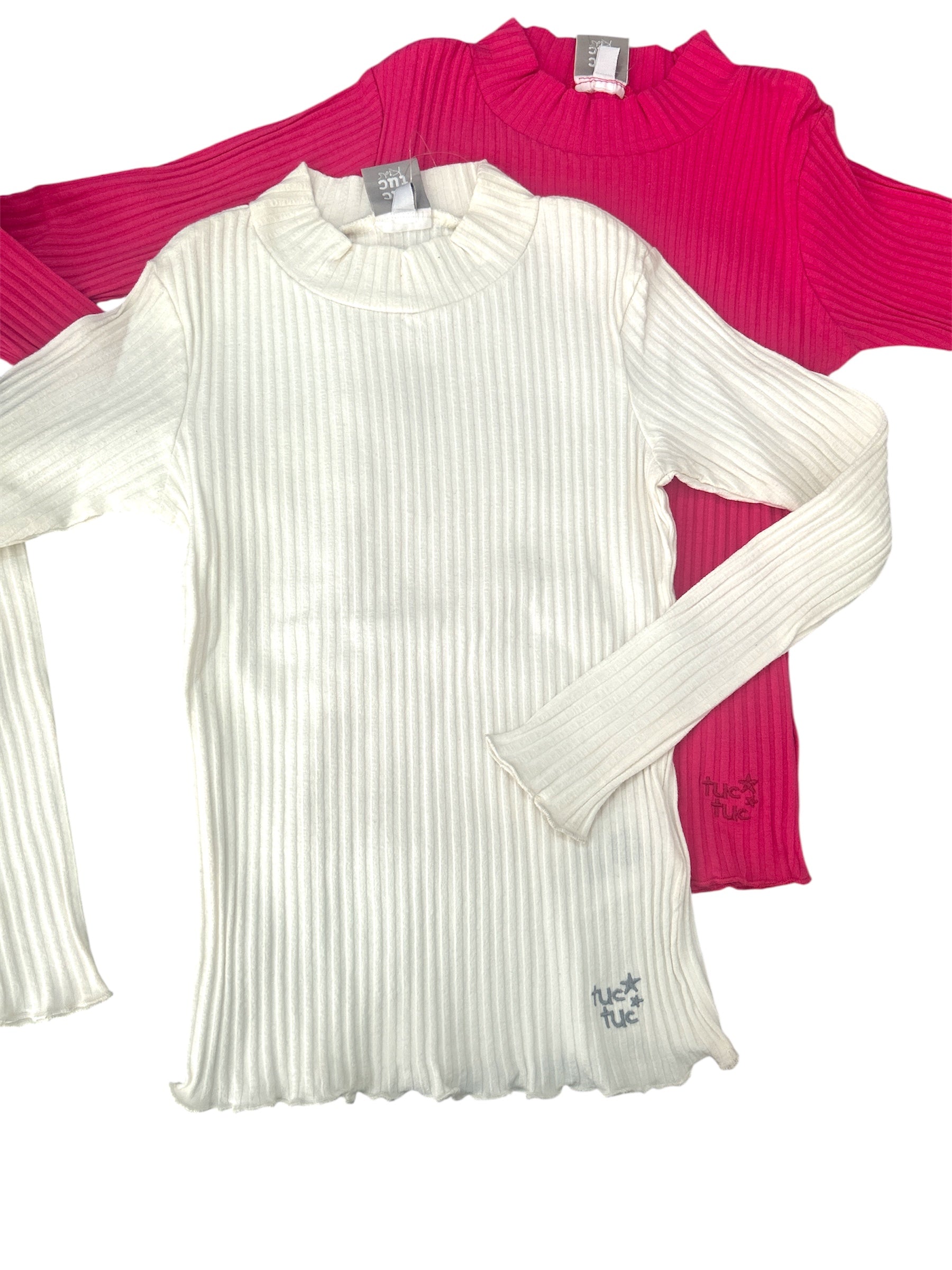 Set 2 maglie a costine con collo