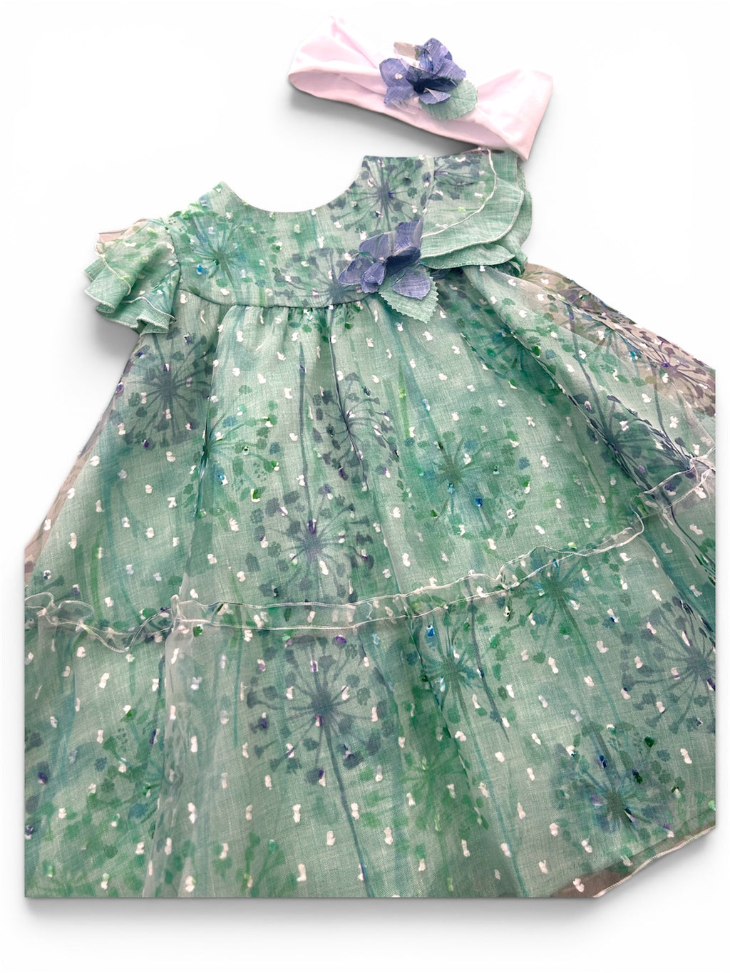 Abito elegante verde in organza Barcellino