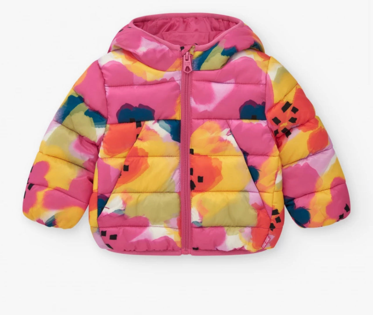 100 g  per bambina in rosa con stampa floreale e cappuccio