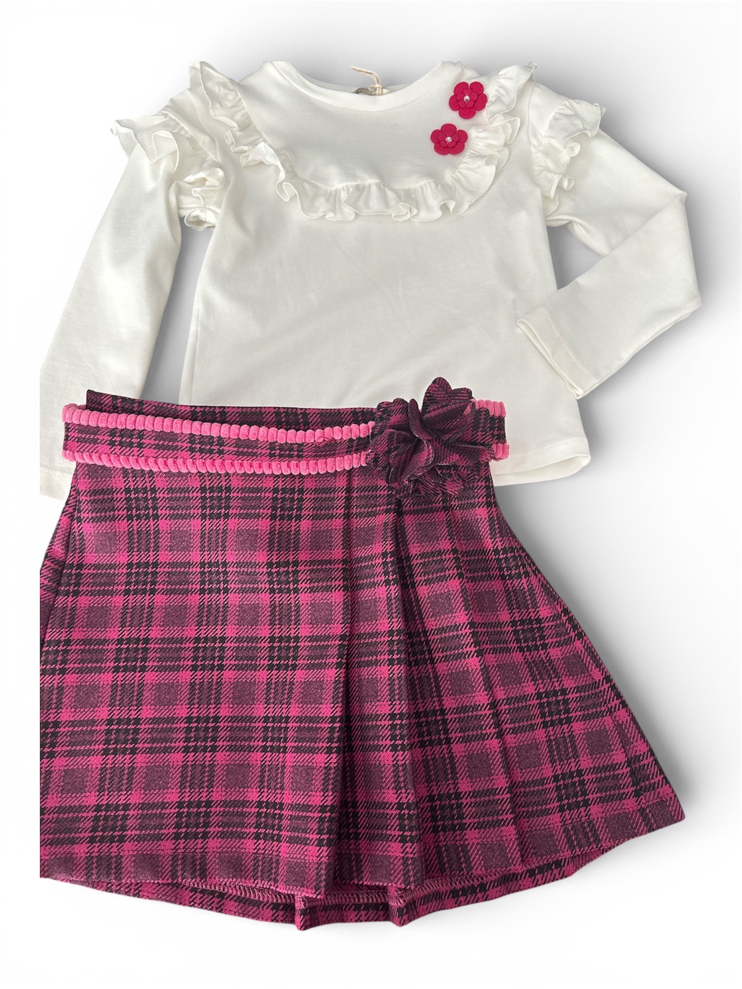 Completo Fuxia con gonna quadri