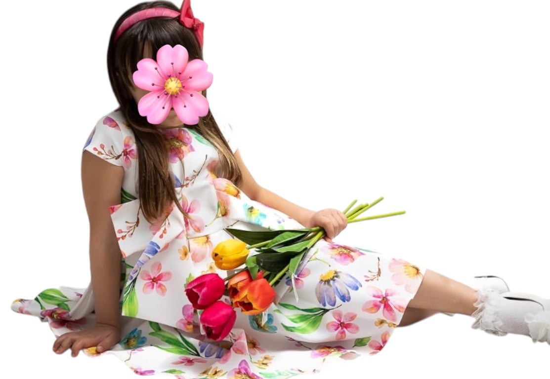 Abito grande fiocco e fiori