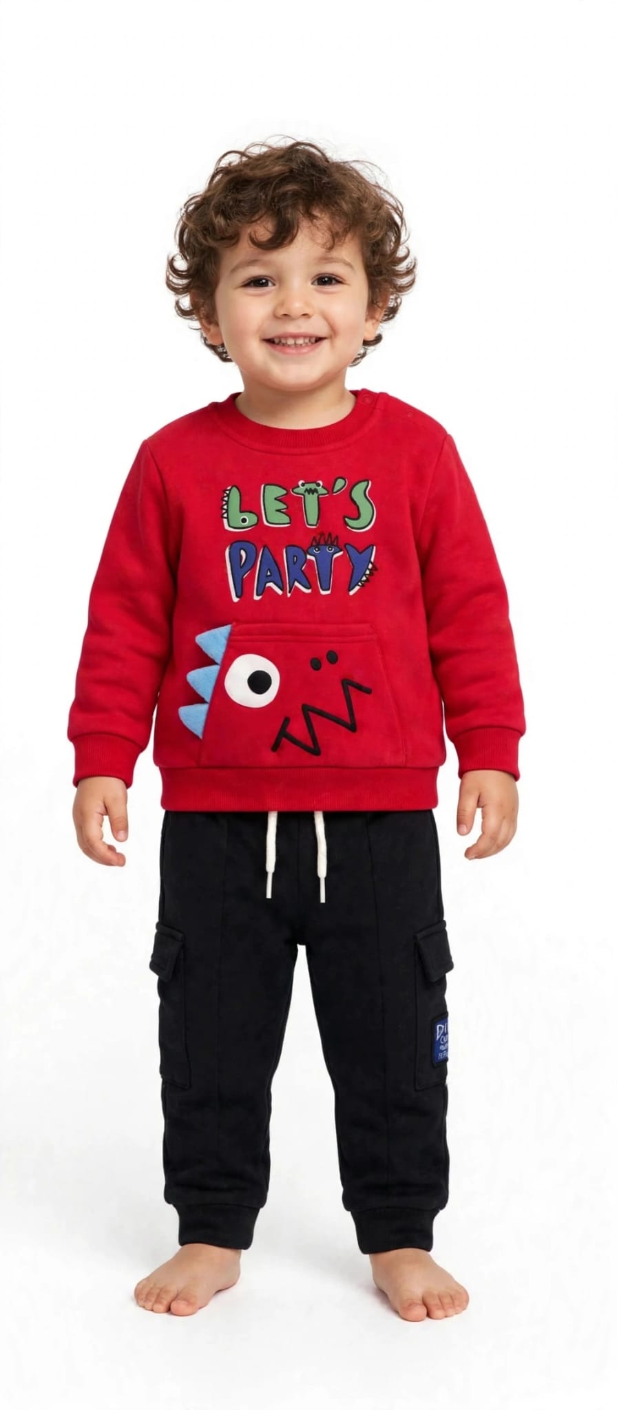 Completo da bambino in felpa con felpa con messaggio e pantaloni coordinati tuc tuc