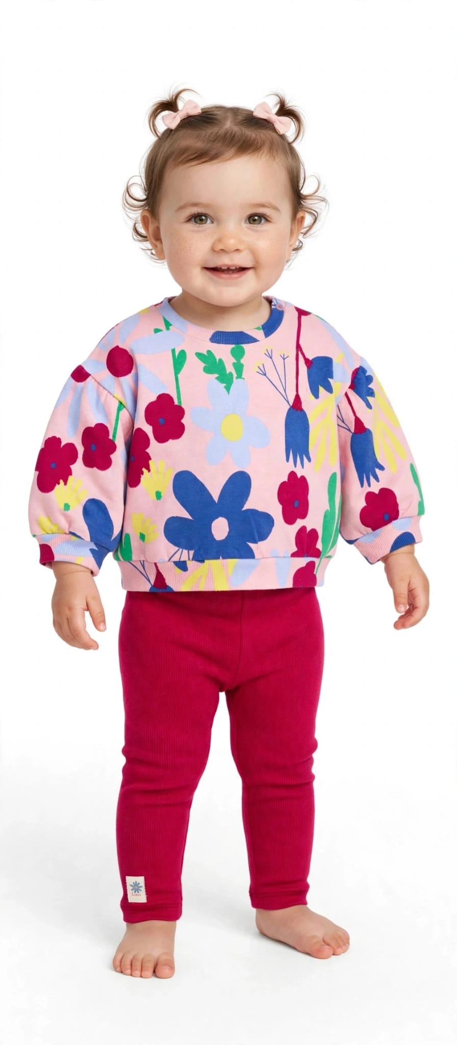 Completo da bambina in felpa con felpa floreale e leggings confortevoli tuc tuc