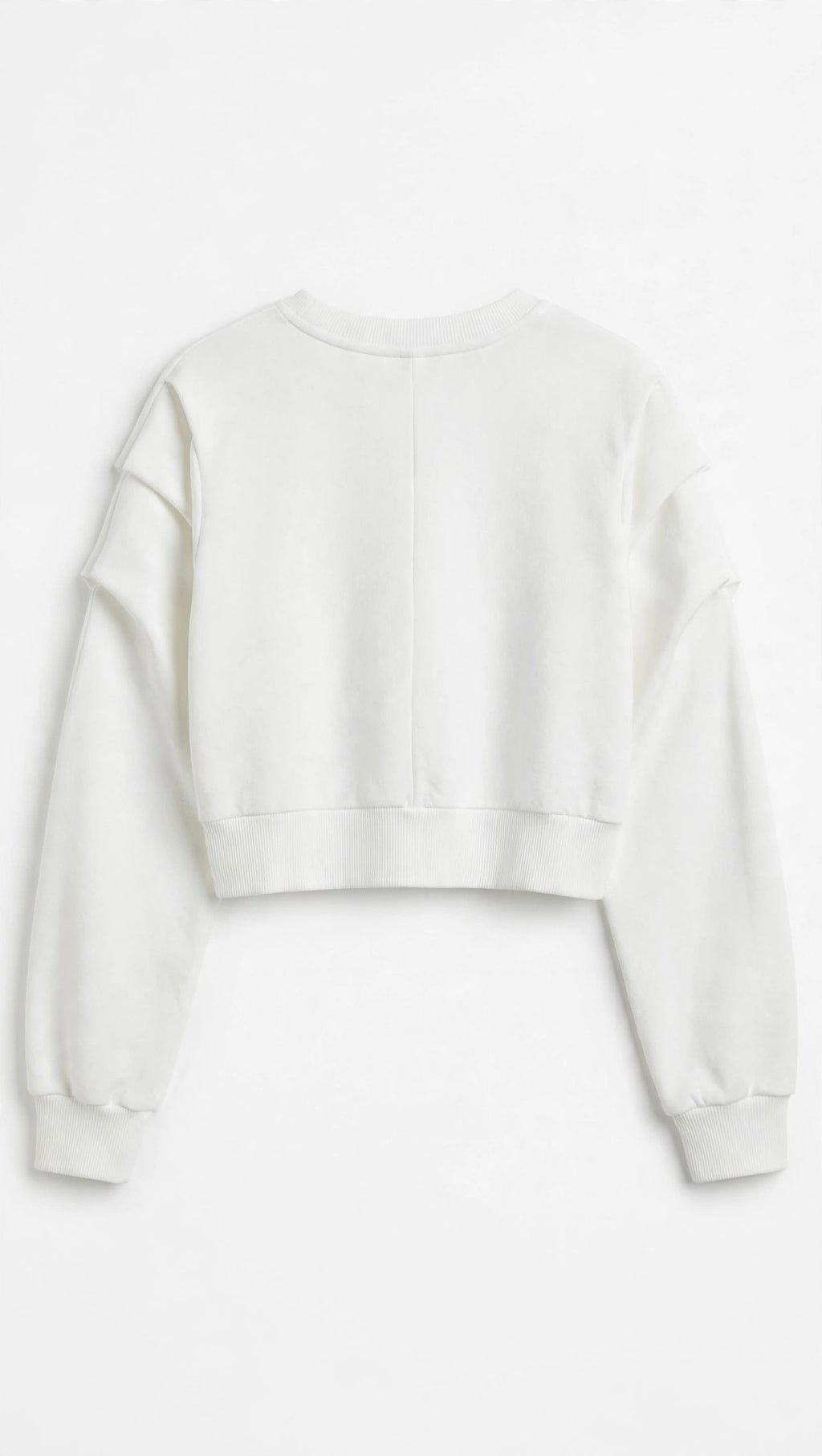 FELPA CROP BIANCA PHARD CON MANICA A SBUFFO PIEGHETTATA DA BAMBINA